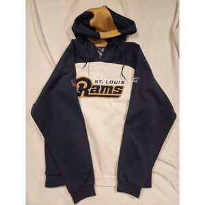 Vintage St Louis Rams NFL Reebok Mens Hoodie White Gold Football medium